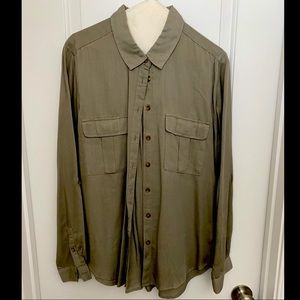Army Green Button Up Blouse